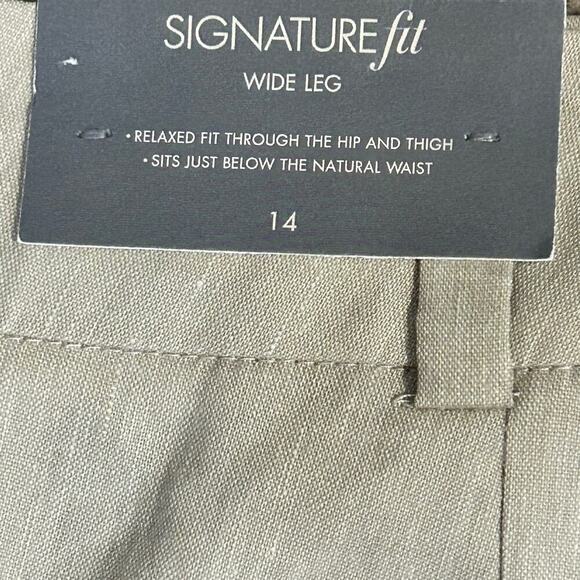 Ann Taylor NWT beige signature fit linen blend wide leg cuffed pants size 14 - Picture 4 of 9